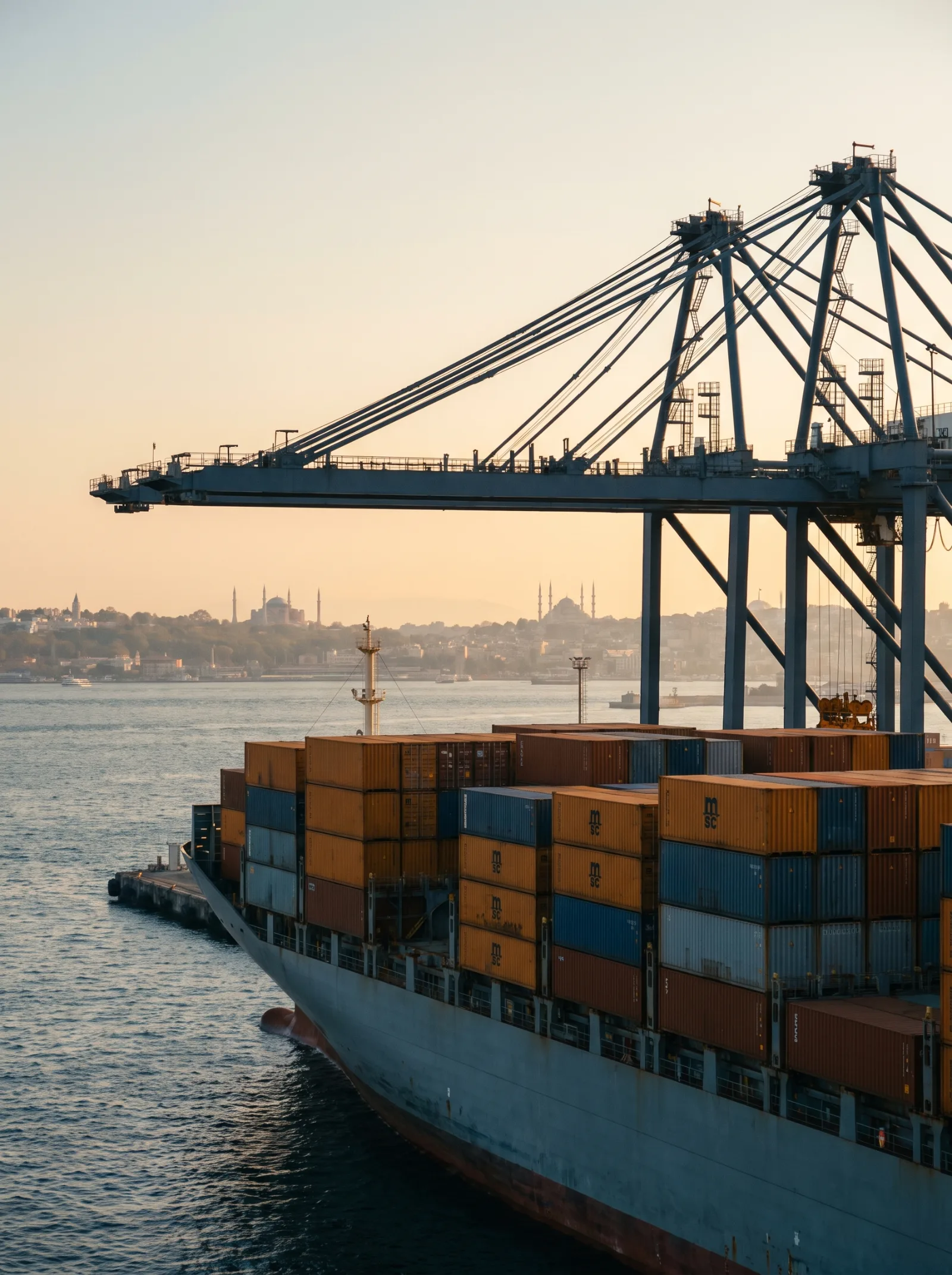 Istanbul port at golden hour